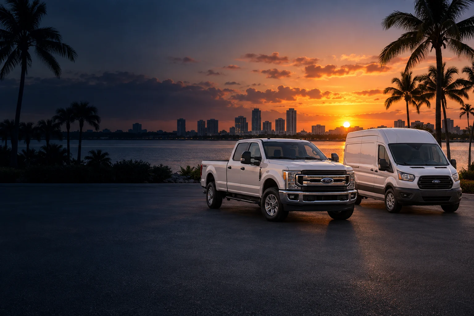 Used Ford pickup and cargo van at Sunshine Auto Hub in West Palm Beach, Florida